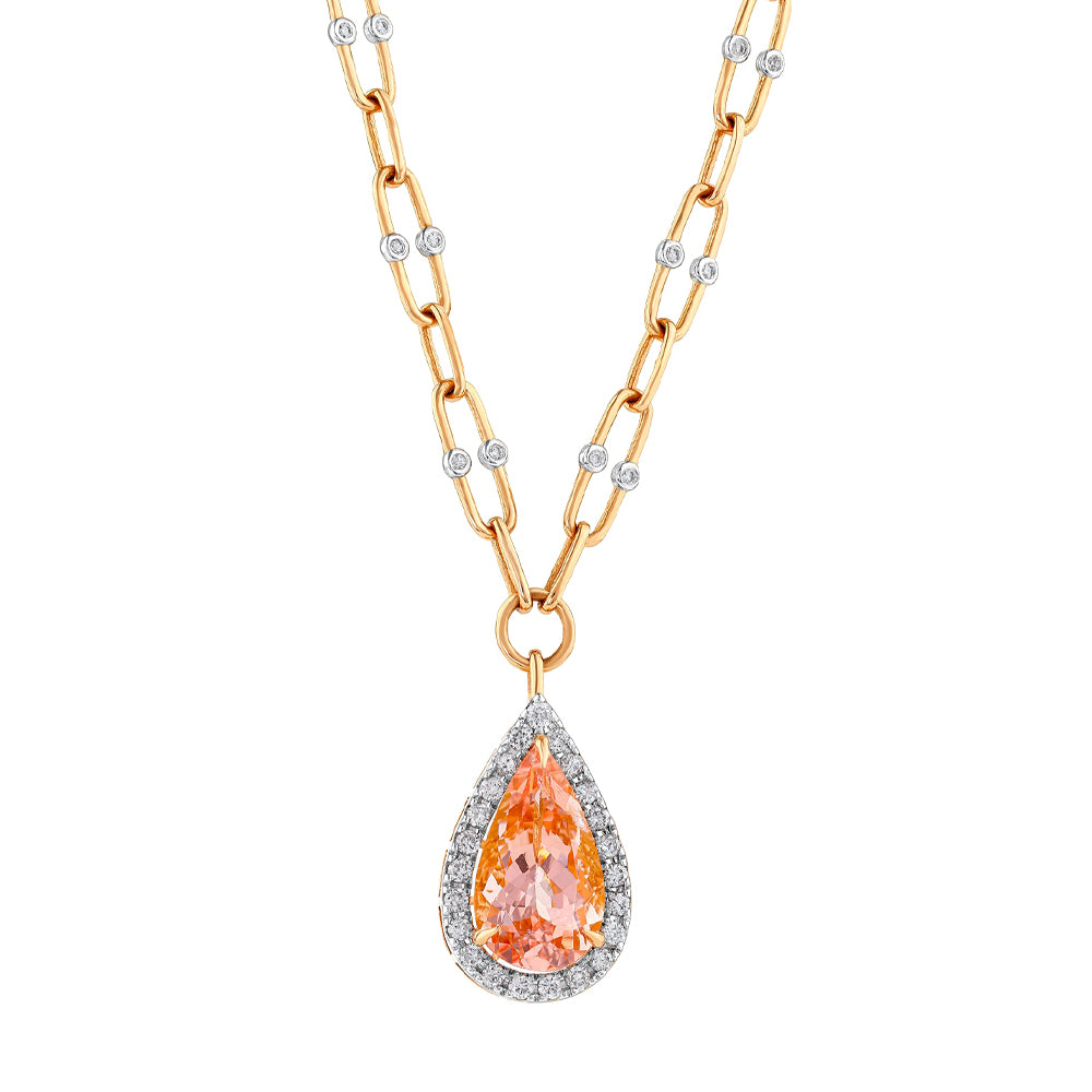 6.61 Karat Cherry Morganite Pırlanta Kolye