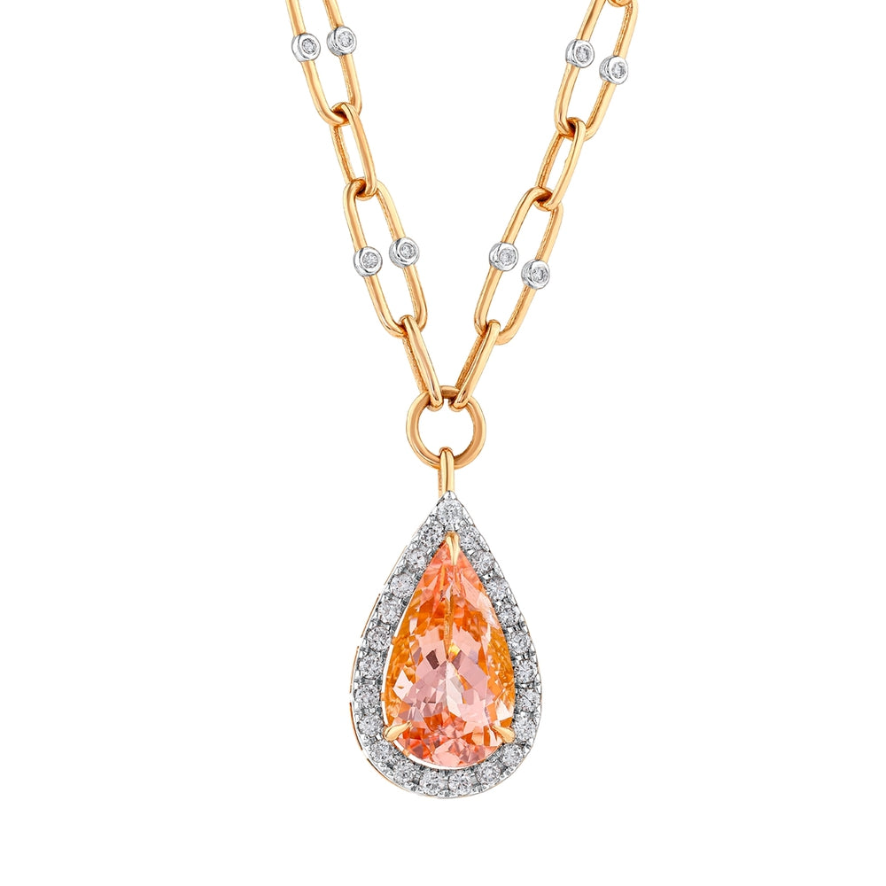 6.61 Karat Cherry Morganite Pırlanta Kolye