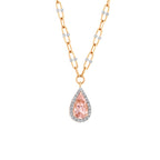 6.61 Karat Cherry Morganite Diamante Collana