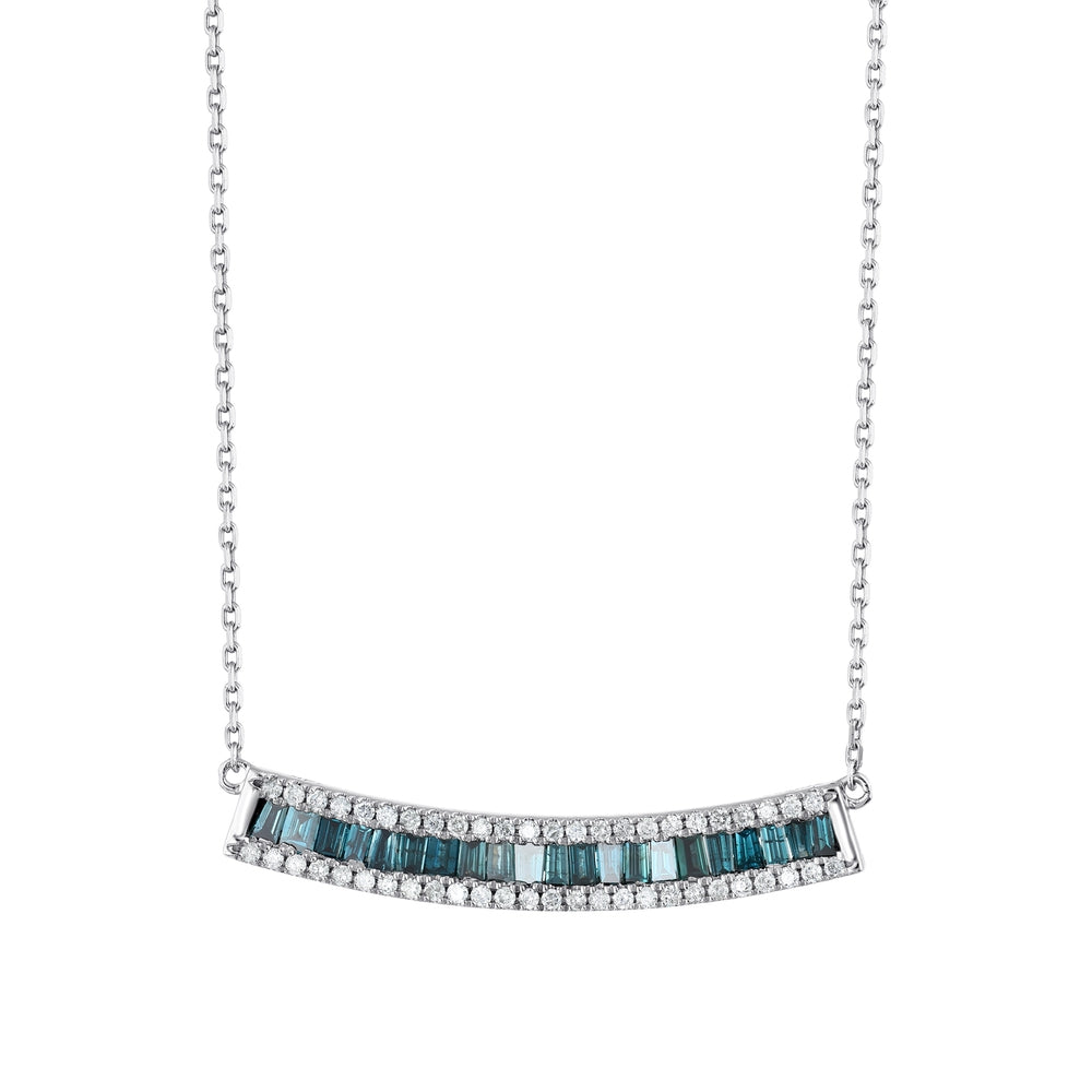 0.80 Karat Deep Blue Baget Pırlanta Kolye
