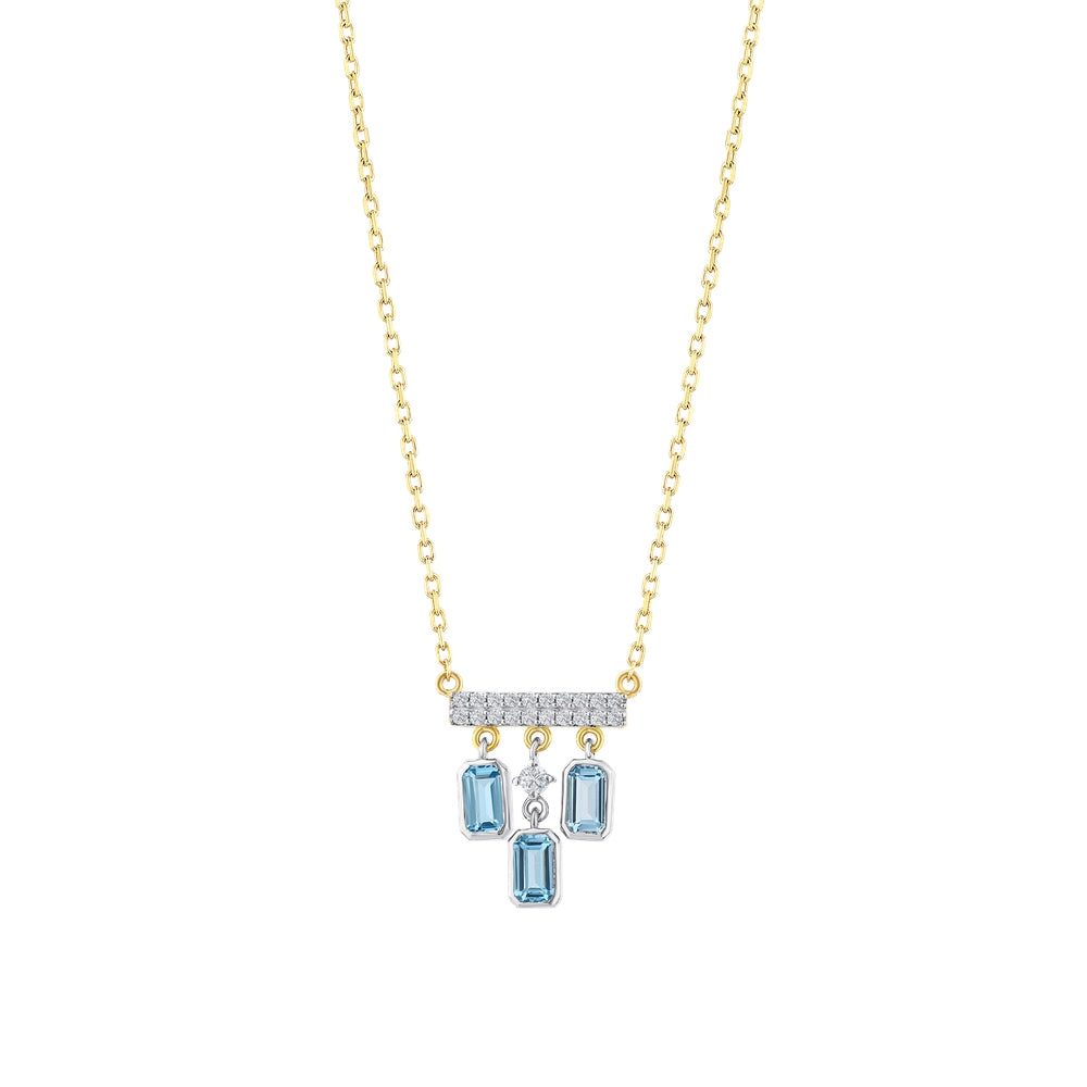 1.18 Karat Blue Topaz Pırlanta Kolye
