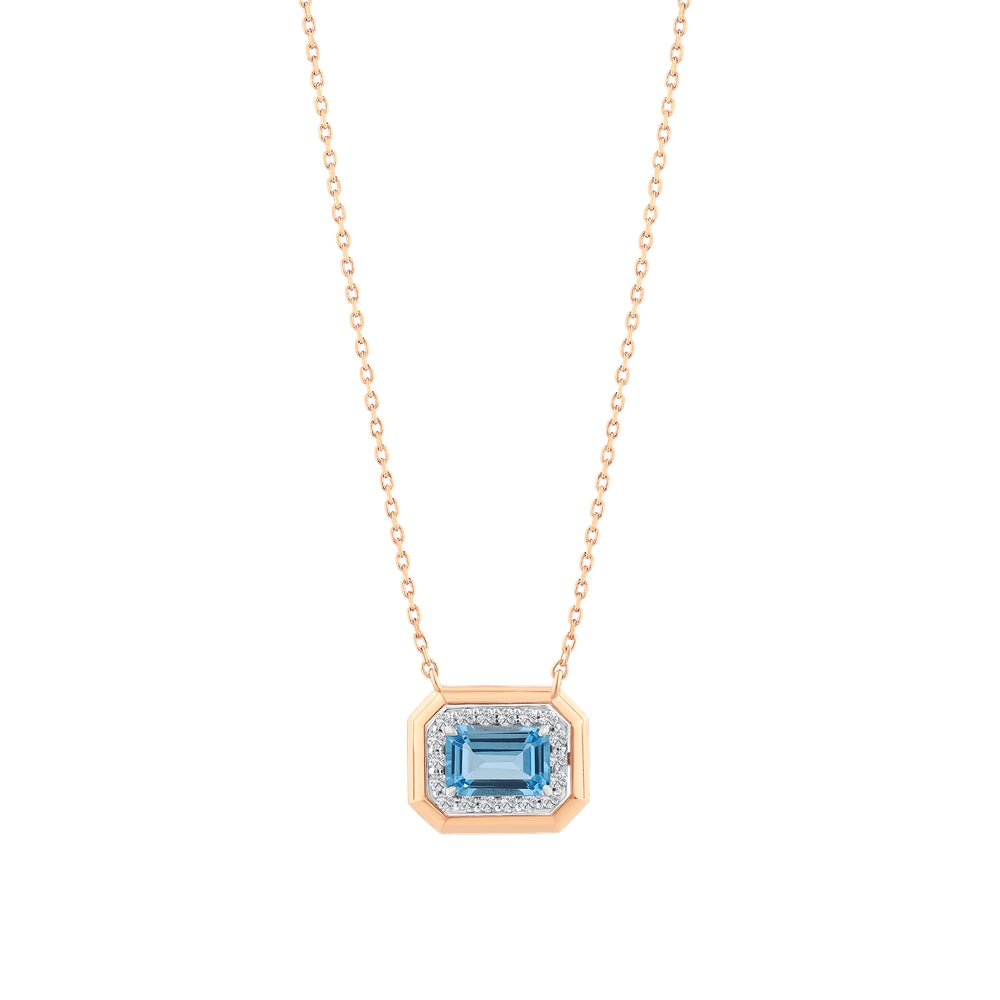 0.75 Karat Blue Topaz Pırlanta Kolye