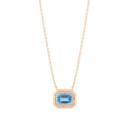 0.75 Karat Blue Topaz Pırlanta Kolye