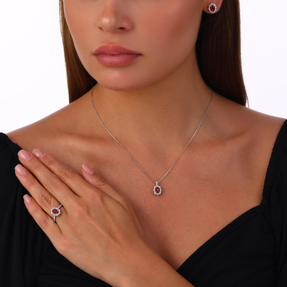 2.88 Karat Laranj Yakut Diamante Parure