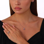 2.88 Karat Laranj Yakut Diamante Parure