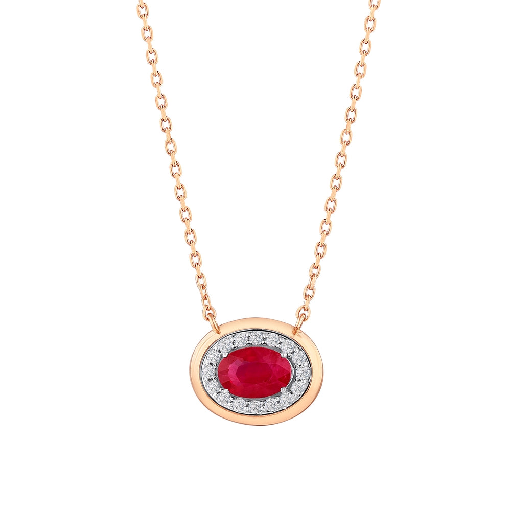 0.59 Karat Oval Yakut Pırlanta Kolye