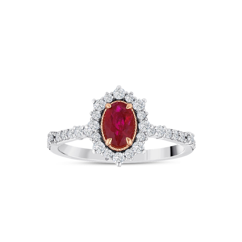 0.85 Karat Laranj Yakut Diamante Anello