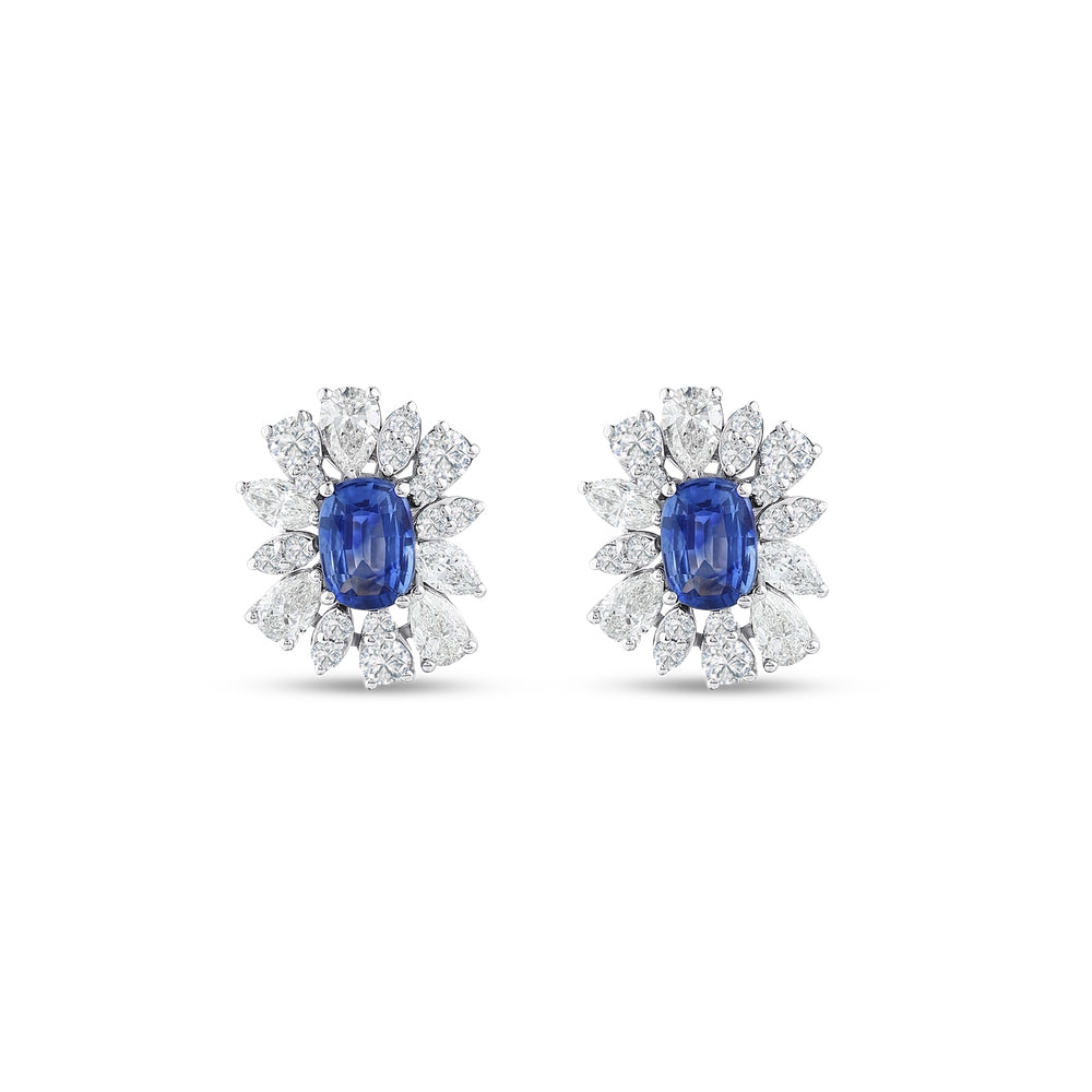 3.87 Karat Safir Pırlanta Küpe