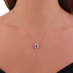 0.99 Karat Molino Safir Baget Markiz Pırlanta Kolye