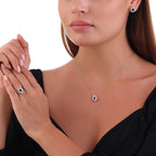 0.99 Karat Molino Safir Baget Markiz Pırlanta Kolye