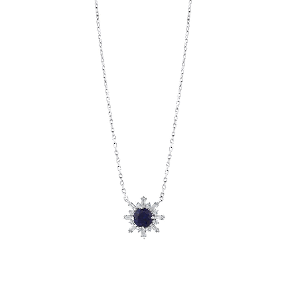 0.79 Karat Safir Baget Pırlanta Kolye
