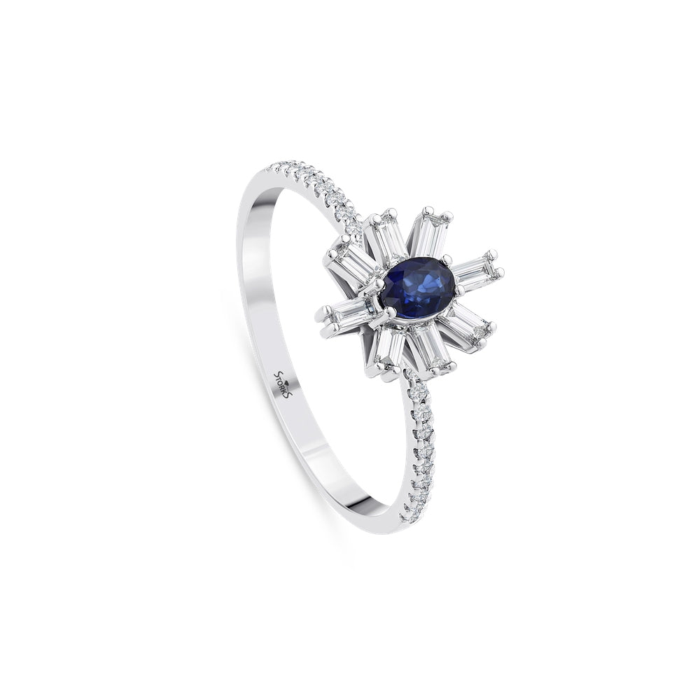 0.52 Karat Molino Safir Baget Pırlanta Yüzük