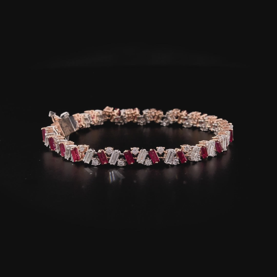 Bracciale baguette rubino diamante da 7,57 carati