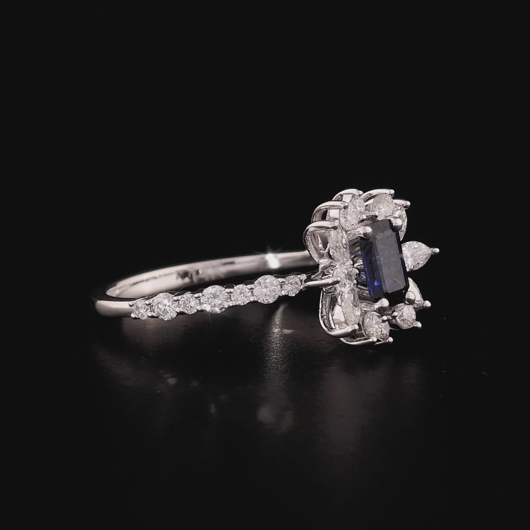 1.16 Karat Flora Safir Markiz Pırlanta Yüzük