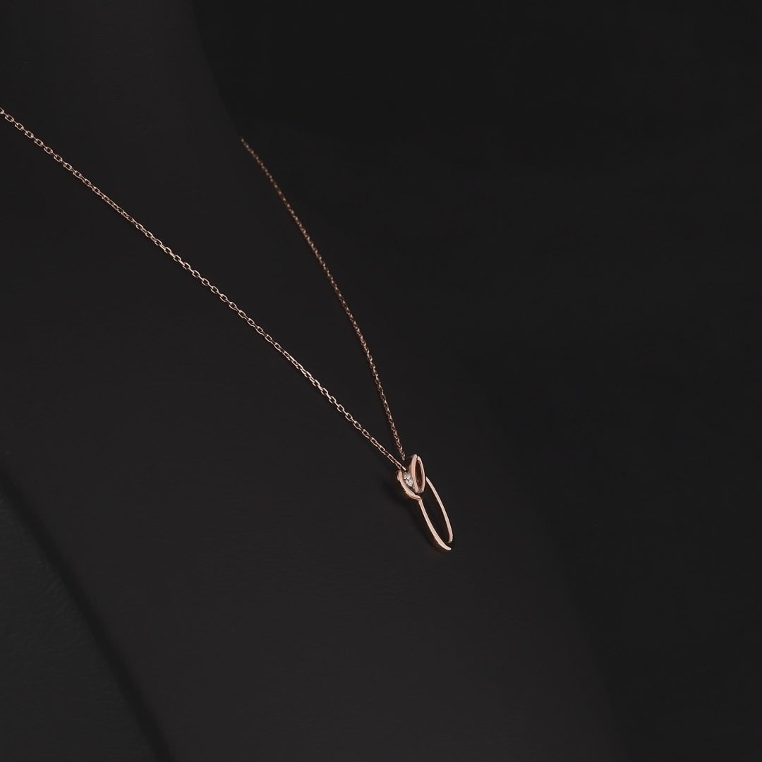 0.03 Carat Diamond O Letter Necklace