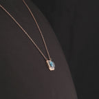 0.75 Karat Blue Topaz Pırlanta Kolye