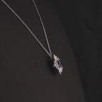 0.99 Karat Molino Safir Baget Markiz Pırlanta Kolye