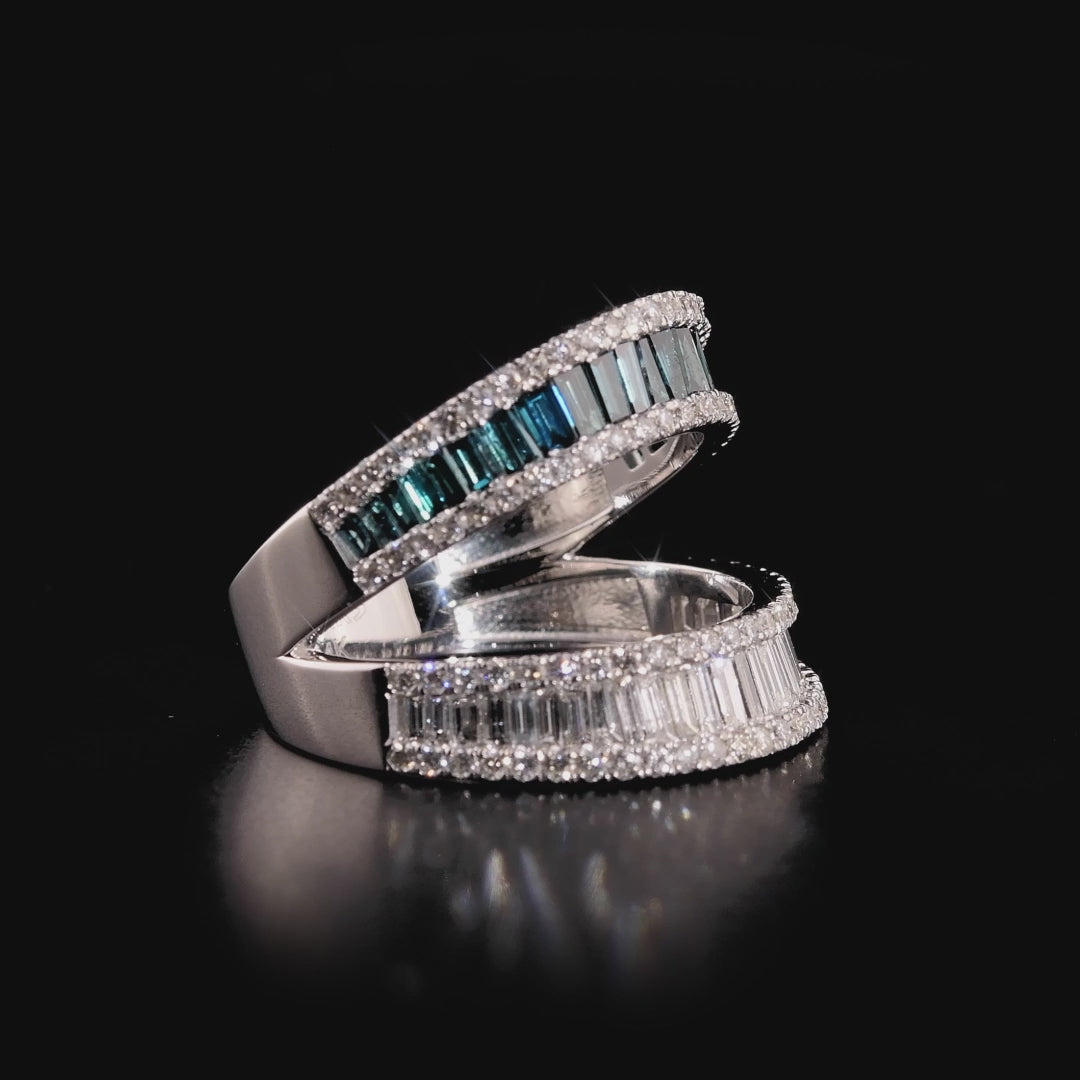 1.92 Karat Deep Blue Baget Pırlanta Yüzük