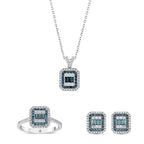 1.71 Karat Deep Blue Baget Diamante Parure