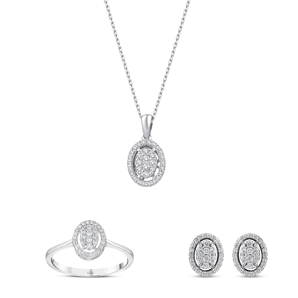 0.63 Karat Ovo Doğal Pırlanta Set