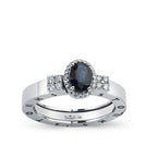 0.88 Karat Storks Classic Oval Kesim Doğal Safir ve Pırlantalı Yüzük